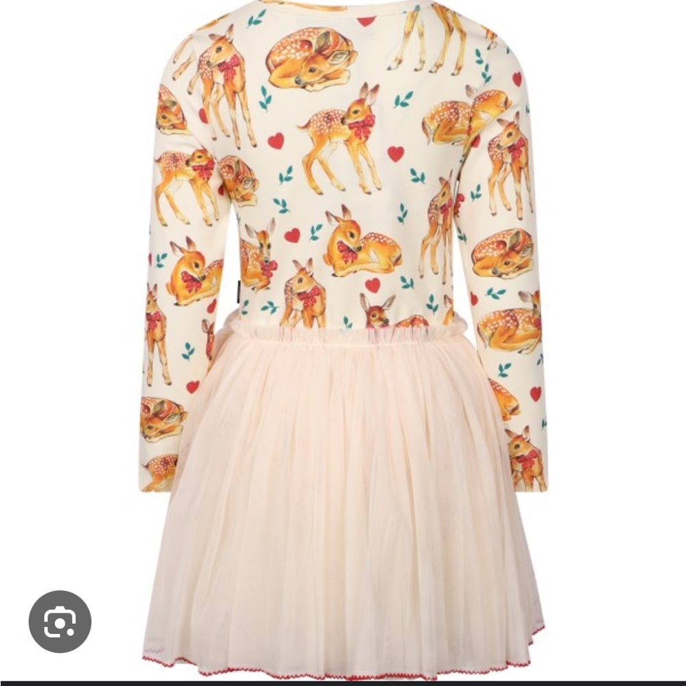 Rock Your Baby Cream Tulle Dress with Yellow Deer Print